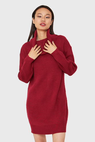 Sweater Vestido Cuello Alto Terracota Nicopoly