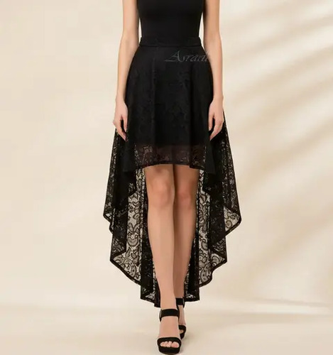 Falda De Encaje Asimetrica Elegante Moda Casual Sexy Gotica