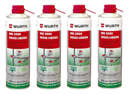 Wurth Hhs2000 Grasa Liquida De 500 Ml: Pack De 4 Piezas