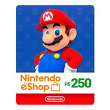 Cartão Pré-pago Nintendo Switch Eshop Brasil R$ 250 Reais