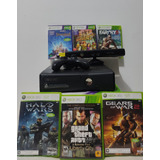 Microsoft Xbox 360 4gb Preto Com Kinect + 6 Jogos Originais 