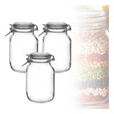 Frascos Para Alimentos De 1.5 L Hermético X3 Con Clip Vidrio