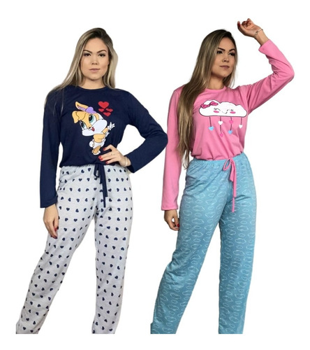 2 Pijamas De Frio Feminino Adulto Inverno Atacado Promoção