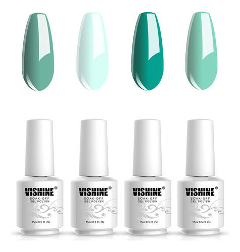 Vishine Color Gel Esmalte De Uñas Kit Verde Combo Serie 