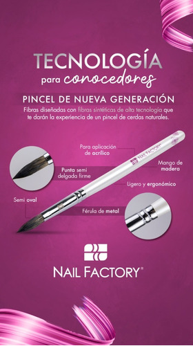 Pincel Madera #8 Nail Factory Nueva Generacion 