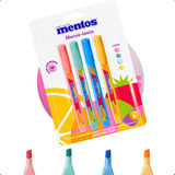 Marca Texto Mentos 4 Cores Cheiroso Caneta Material Pastel