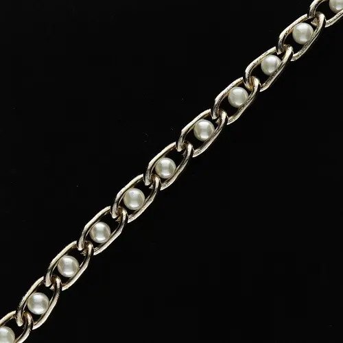 Cadena Decorativa Strass Con Perla Pedreria Rollo 10yd