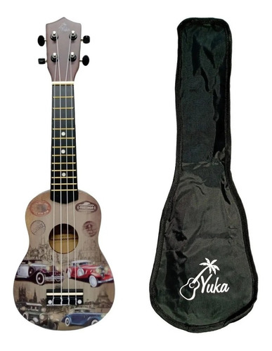 Ukelele Soprano Yuka Yus60 Cars Autos Antiguos + Funda Cuota