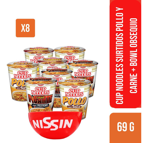 Cup Noodles Nissin Carne Y Pollo - 8 Unid