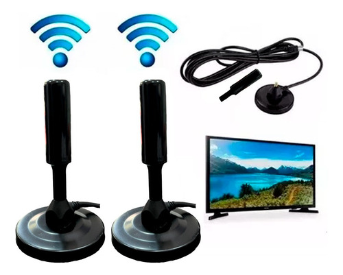 Pack X 2 Antena Hd Tv Digital Abierta Tvd Coaxial Con Iman