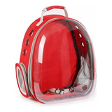 Mochila Transportadora Gato/ Perro Burbuja Transp. Rojo