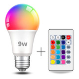 Lampada Bulbo Rgb C/ Controle Led E27 9w Bivolt Colorida