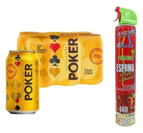 12 Cerveza Poker + 3 Espumas