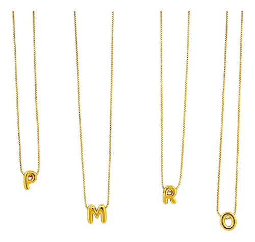 Collar Letra Inicial Globo Chapa De Oro 18k