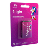 Bateria Elgin Recarregável 9v / 250mah / Rosa E Roxa Com Nf