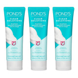 Pond's Clear Solutions Espuma Limpiadora Anti-acné, 3 Piezas