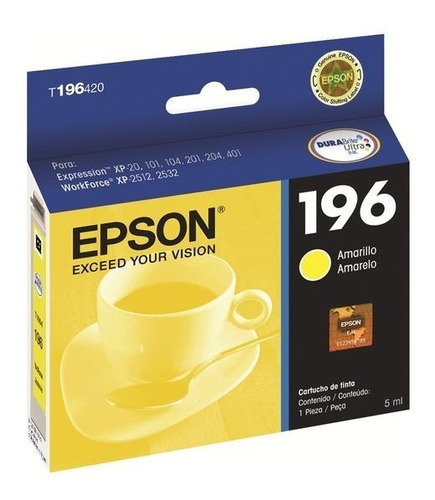 Cartucho Tinta Epson 196 Yellow Original