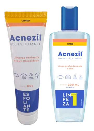 Kit Facial Acnezil Gel Esfoliante 80g + Sabonete Liq 200ml