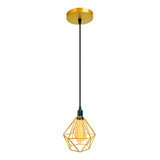 Lustre Luminária Pendente Aramado Diamante Ouro Velho Cor Dourado 110v/220v