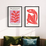 Set 2 Cuadros Con Vidrio - Matisse Rosa Y Rojo Deco 40x60 