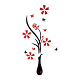 Sticker Espejo Acrílico 3d Decoración Floral Para Pared