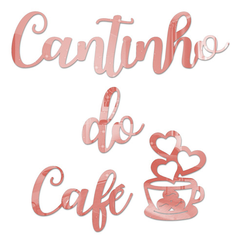 Espelho Acrílico Decorativo Cantinho Do Café Xicara Coração