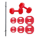 Kit Home Training 17kg Barra Disco Mancuerna Pvc Body Pump