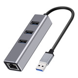 Adaptador Usb 3.0 A Ethernet 4 En 1 Multiport Hub Con Gigabi