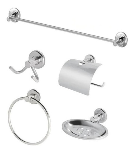 Kit Acessórios P/ Banheiro Aço Inox 5 Peças