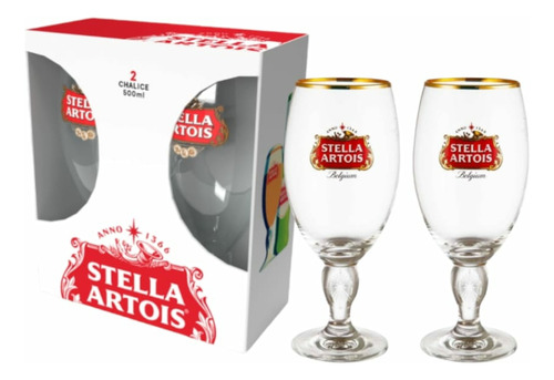 2 Copas Cerveza Stella Artois Originales 500 Ml Caja Regalo 