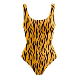 Body Maiô Estampado Feminino Animal Print Tigre