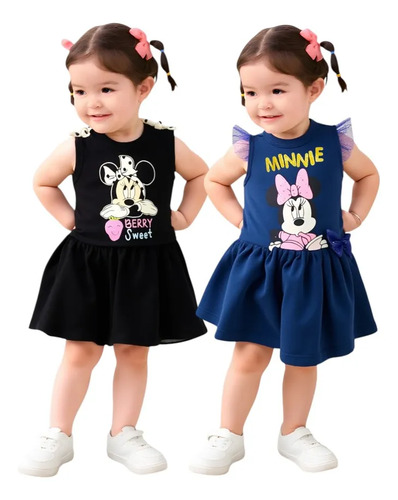 Kit 2 Vestidos Estampados Disney Minie Mouse
