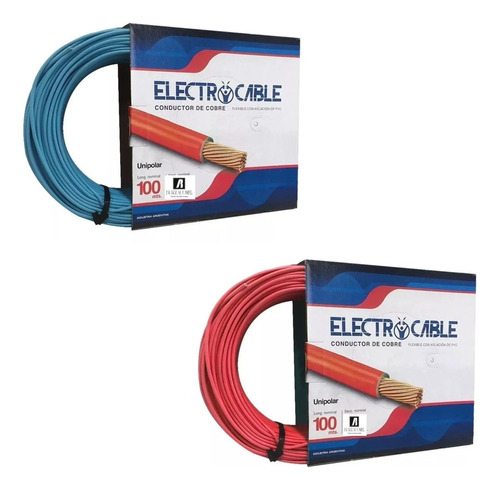 Cable Unipolar 2.5mm Azul Rojo 2 Unidades 100mts 100% Cobre