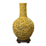 China Furniture Online - Jarrón De Porcelana Amarilla Con Dr