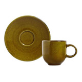 Xícara Café Pires Cerâmica Coup Stoneware Ambar 97ml 1 Unid