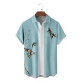 Camisa Hawaiana Unisex Verde Parrots, Camisa De Playa For V