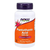 Pantothenic Acid Ácido Pantotênico 500mg 100 Vcaps Now Foods