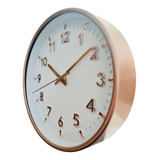 Relógio Parede Decorativo 25cm Rose Gold Sem Barulho Quartz Cor Do Fundo Branco