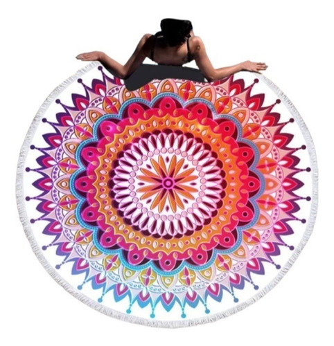 Toalla Redonda Flecos Varios Diseños Mandala  E