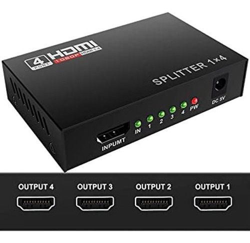 Splitter Hdmi 4 Puertos De Salida Full Hd 1080p Tv / Metal