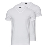 2 Camisetas Boss Cuello V Slim Fit Algodon Flex Original