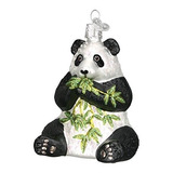 Adorno Navideño: Oso Panda De Vidrio Para Árbol.