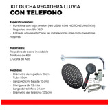 Kit De Ducha Regadera Lluvia Y Teléfono Cromada Baja Presión Acabado Mate Color Negro Mate