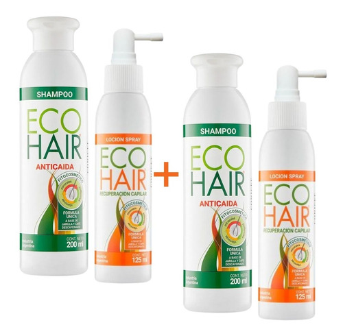 Eco Hair 2 Shampoo Anticaída + 2 Loción Crecimiento Cabello