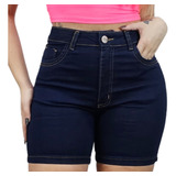 Shorts Jeans Feminino Bermuda Meia Coxa Empina Bumbum Lycra 