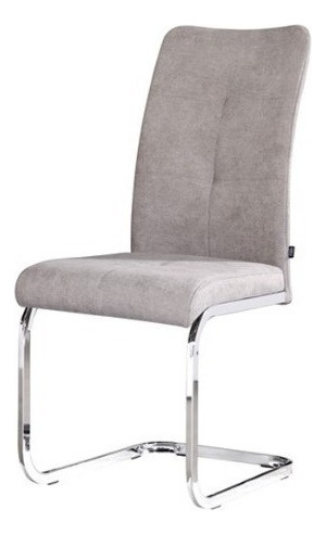 Silla De Comedor Ecocuero Tela Pata Cromada - Jenna X 4 Color De La Estructura De La Silla Gris Claro Color Del Asiento Gris Claro Diseño De La Tela Chenille