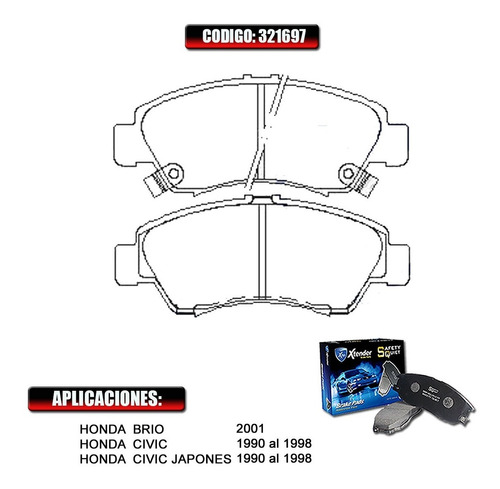 Pastilla Freno Delantera Honda Civic Japones 90-91-92 321697 Foto 2