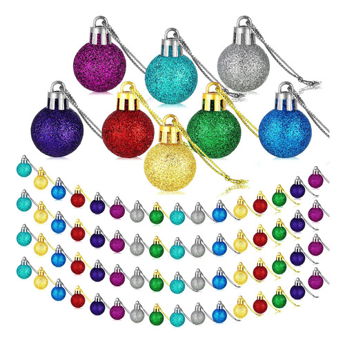 80 Bolas De Navidad Mini Bolas Con Purpurina Multicolor, Ado