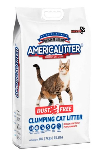 Arena Aglutinante Gatos Dust Free Americalitter 7kg Cocopets