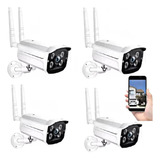 Kit 4 Cameras Ip Externa A Prova D Agua Wifi Visao Noturna